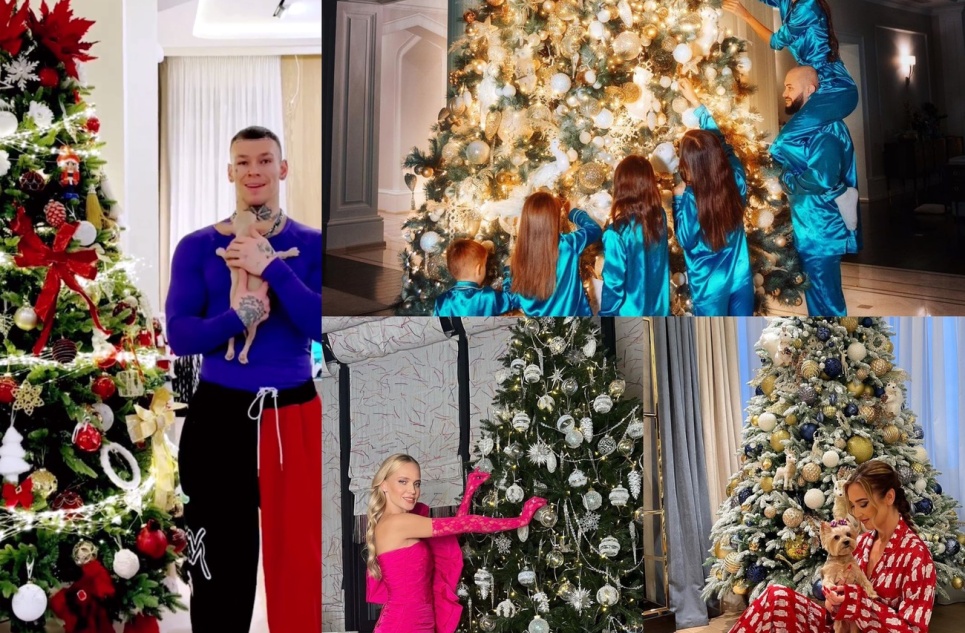 У Ивлеевой — Простоквашино, у Бородиной — мишки: какие елки поставили звезды?